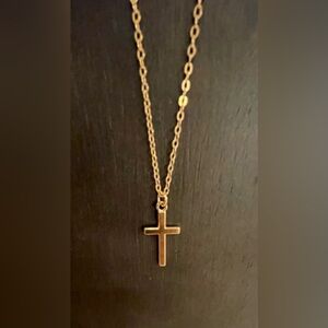 Gold Tone Cross Pendant Necklace NIB